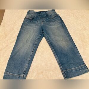 Blue Denim Jeans cropped high rise pull on